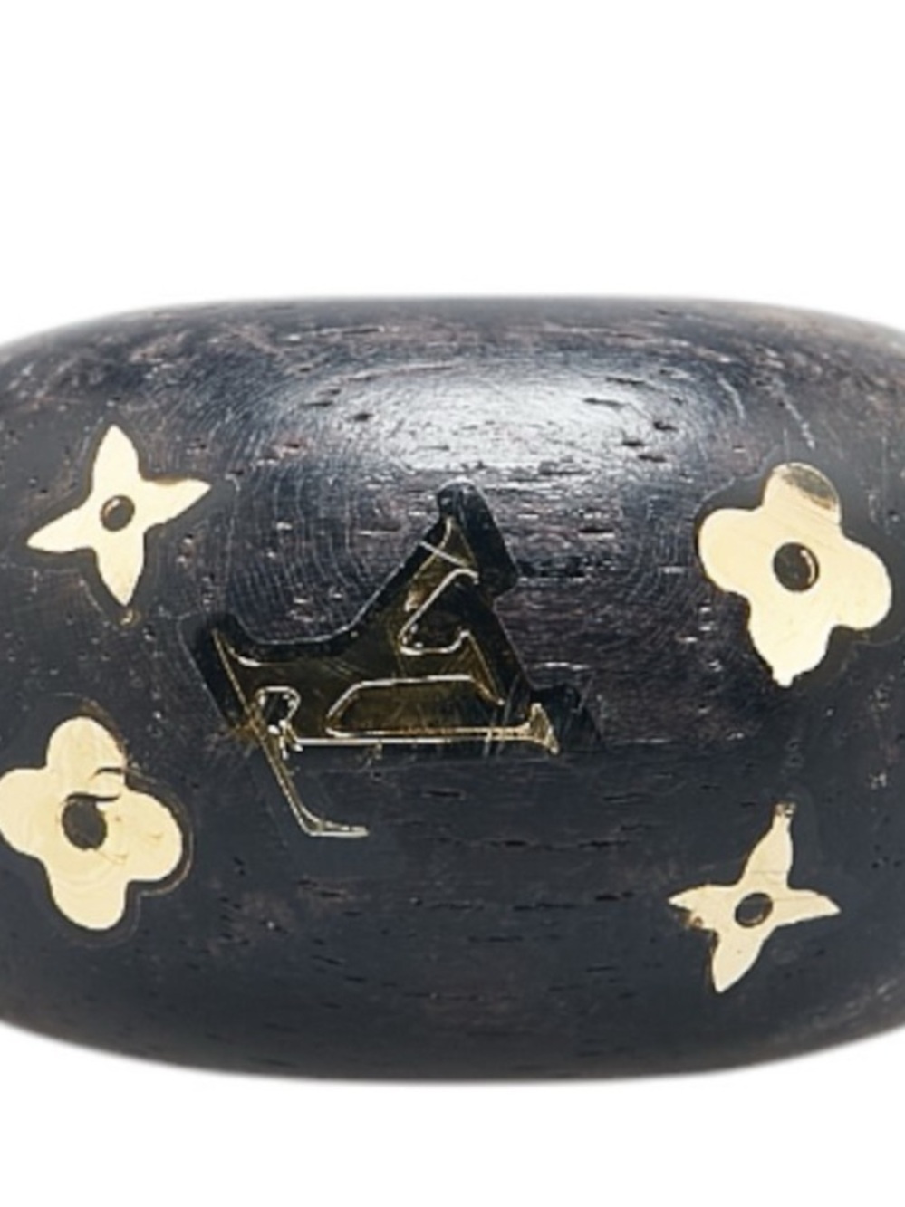Louis Vuitton Wooden Black/Gold Monogram Ring - GA 1019, Size Small (US 5.5)